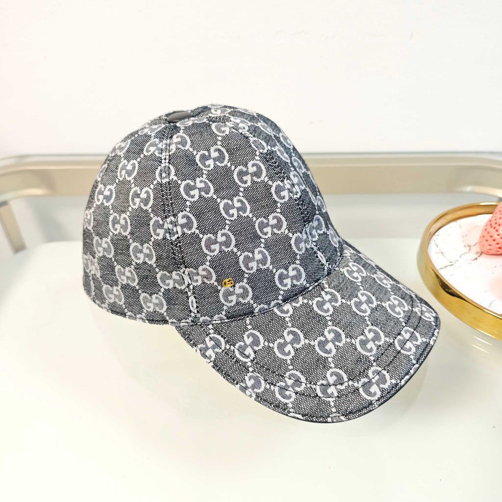 Gucci Denim GG Monogram Baseball Cap – Grey & White Edition