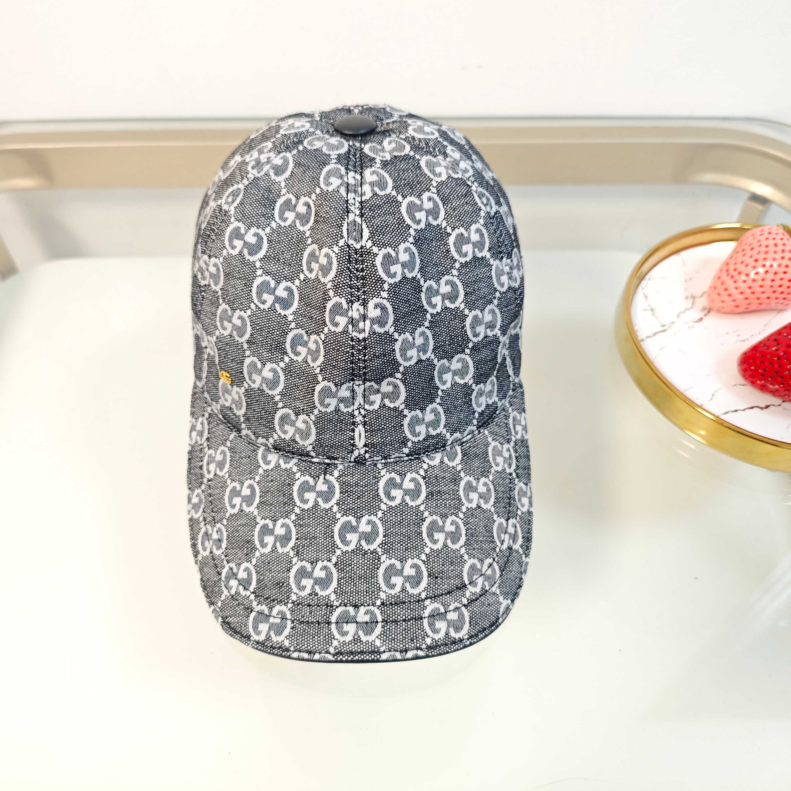 Gucci Denim GG Monogram Baseball Cap – Grey & White Edition