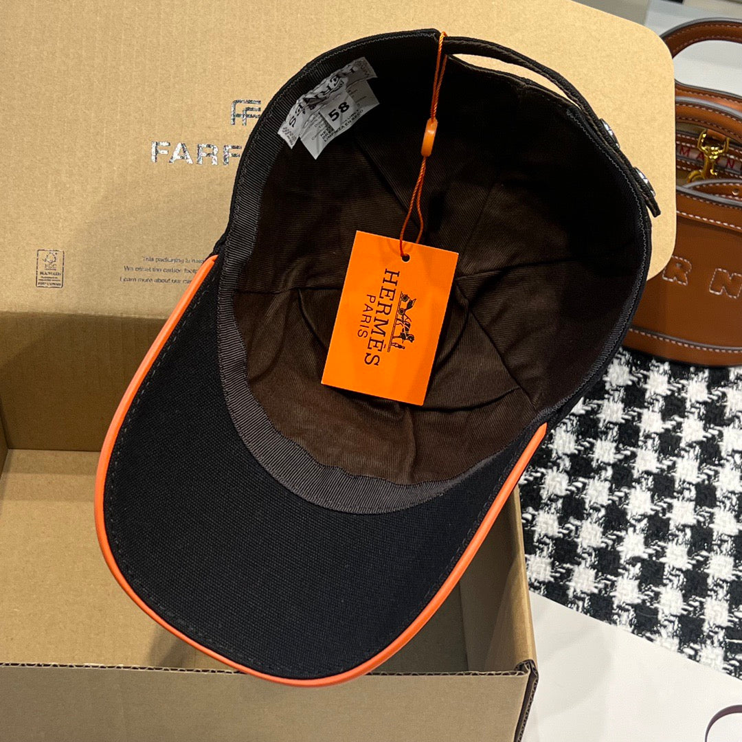 Hermès Nevada Street H Baseball Cap – Black & Orange Edition