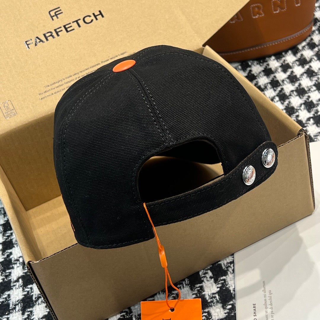 Hermès Nevada Street H Baseball Cap – Black & Orange Edition