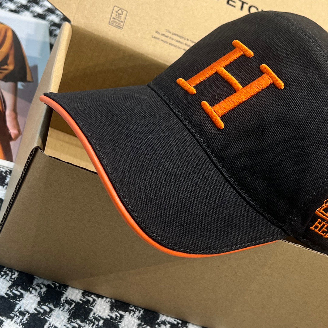 Hermès Nevada Street H Baseball Cap – Black & Orange Edition