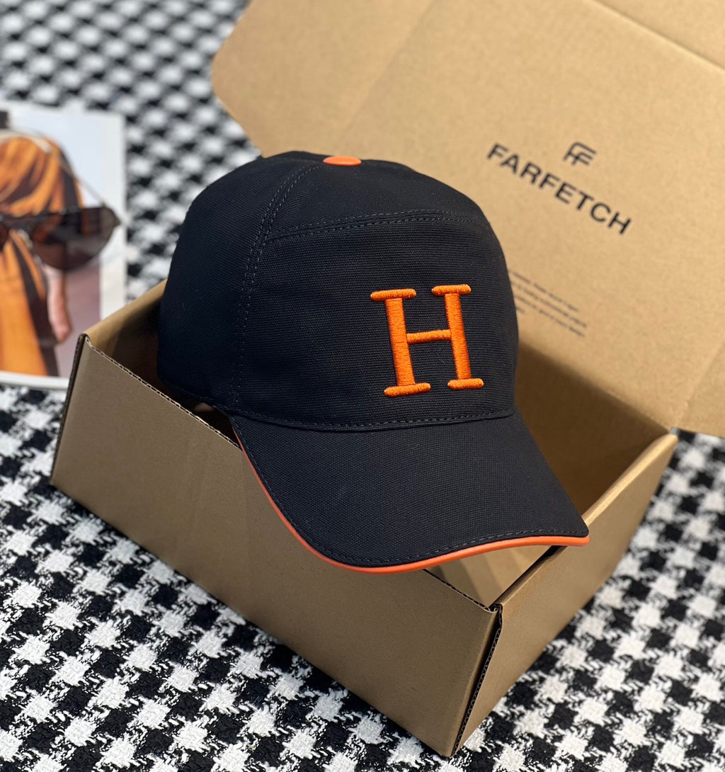 Hermès Nevada Street H Baseball Cap – Black & Orange Edition