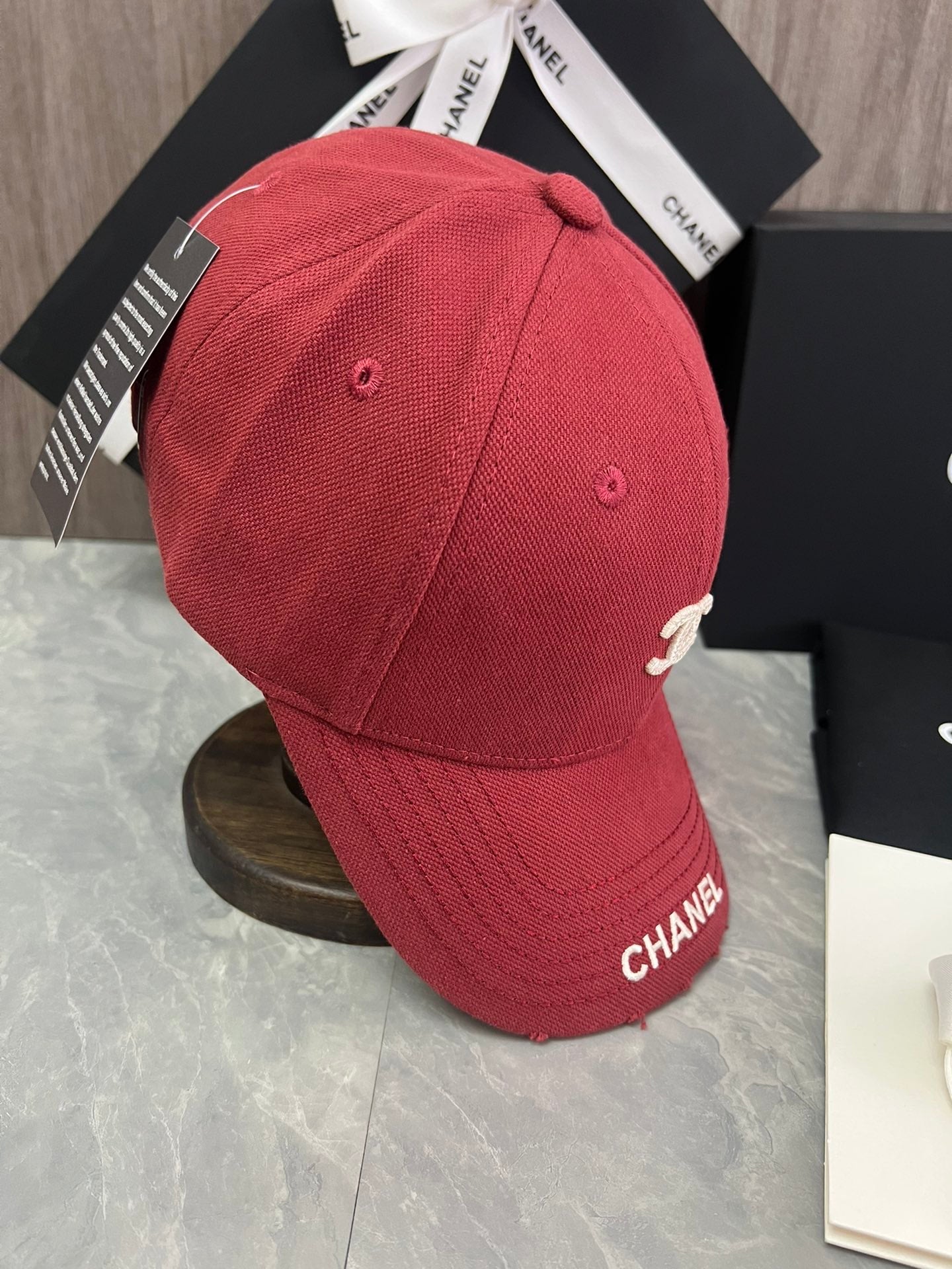 Chanel Cotton Canvas Baseball Cap – Burgundy Edition