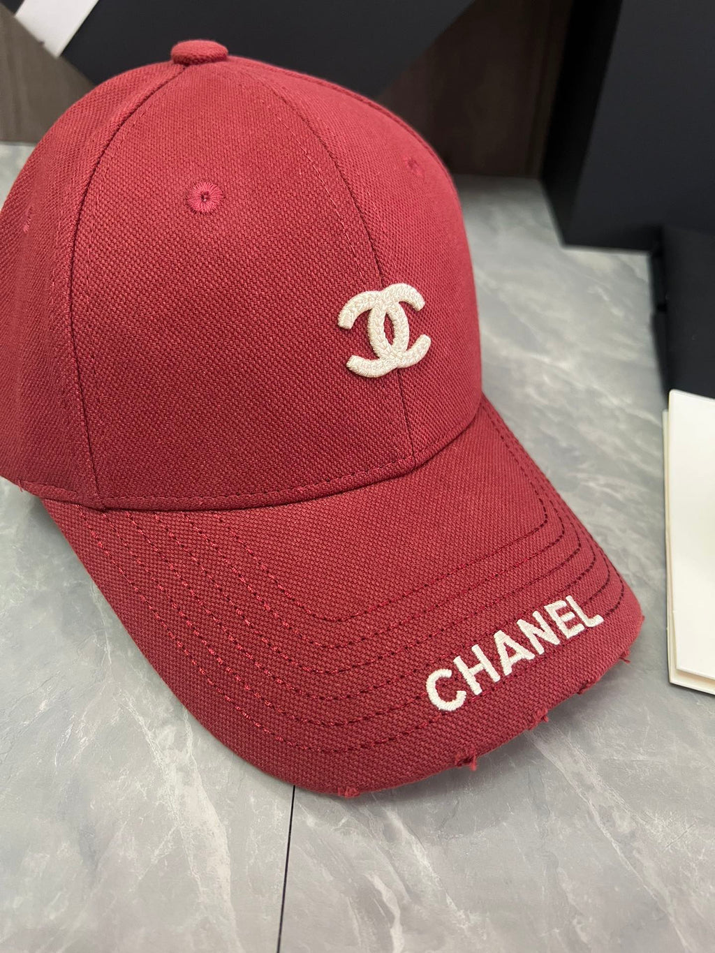Chanel Cotton Canvas Baseball Cap – Burgundy Edition