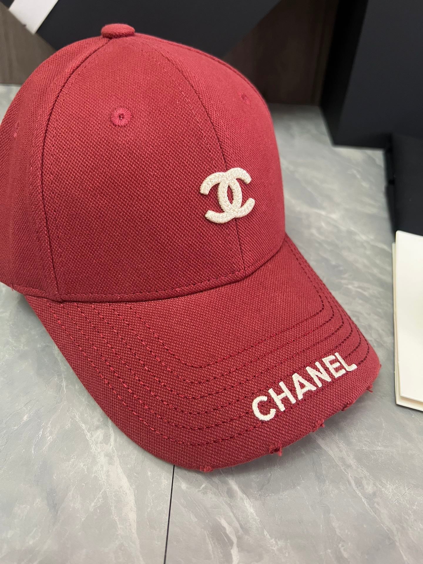 Chanel Cotton Canvas Baseball Cap – Burgundy Edition