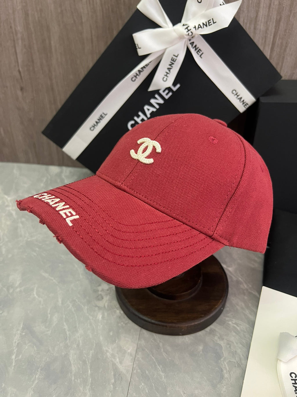 Chanel Cotton Canvas Baseball Cap – Burgundy Edition