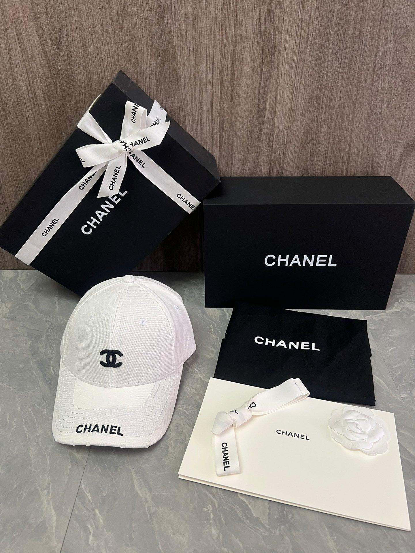 Chanel Cotton Canvas Baseball Cap – White & Black Edition