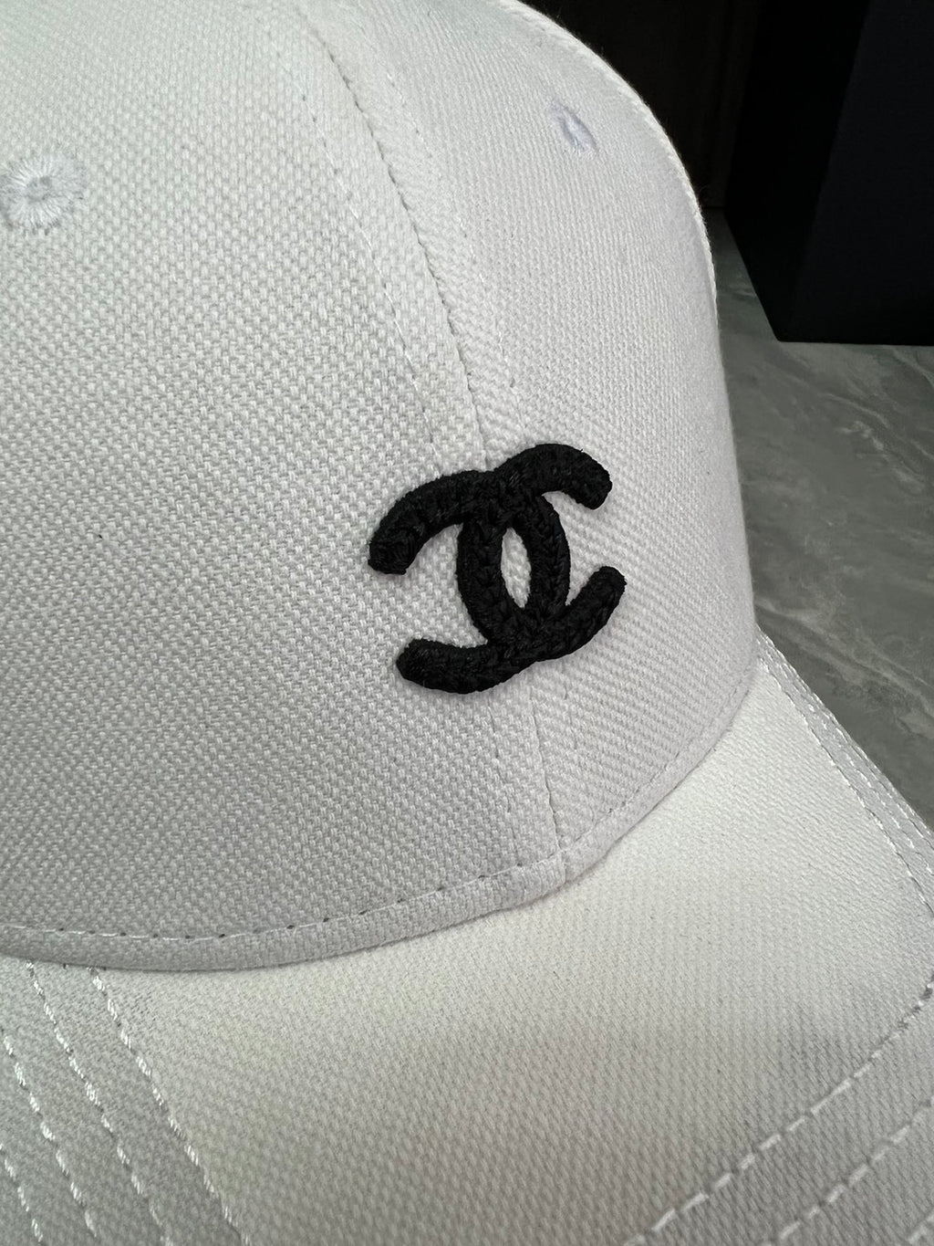 Chanel Cotton Canvas Baseball Cap – White & Black Edition