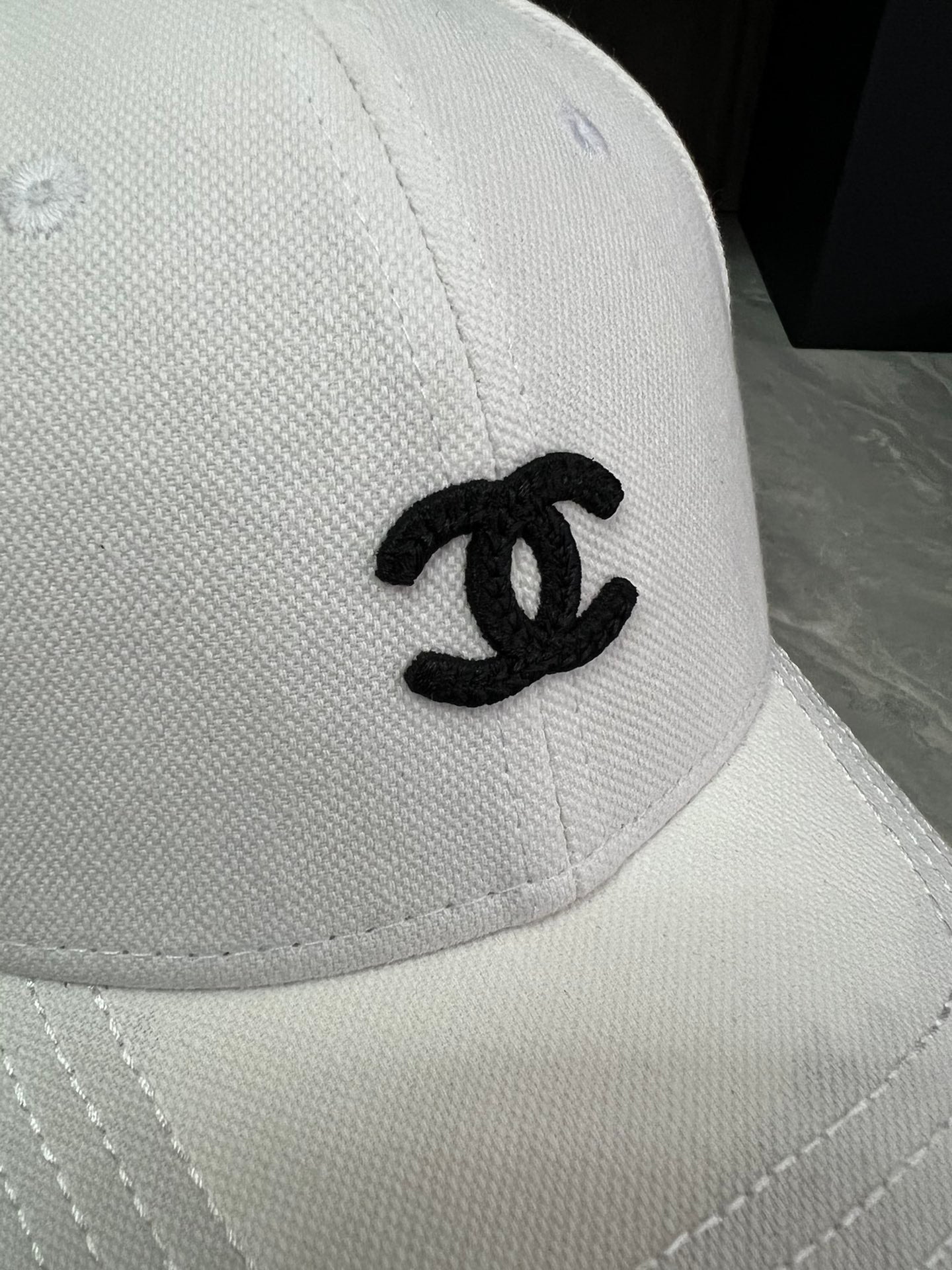 Chanel Cotton Canvas Baseball Cap – White & Black Edition
