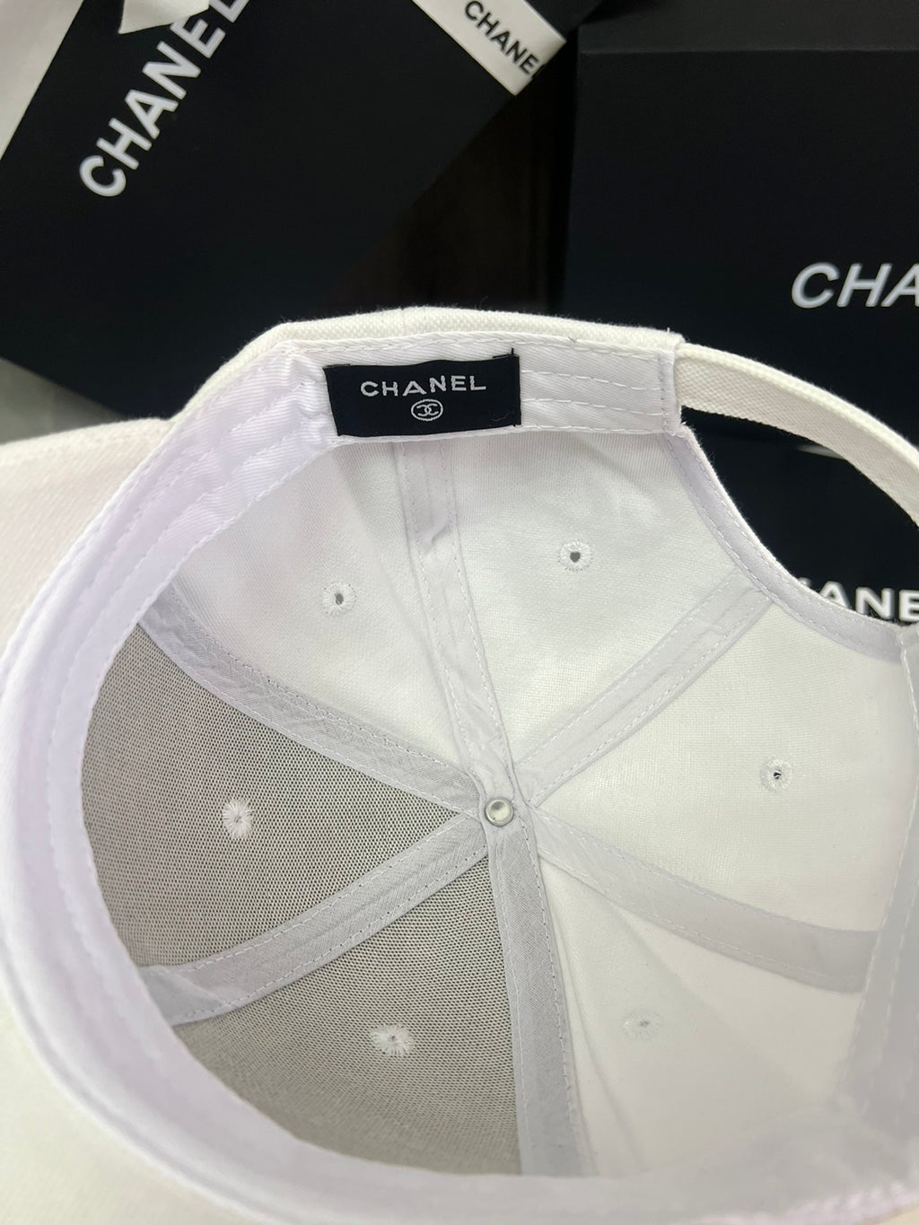 Chanel Cotton Canvas Baseball Cap – White & Black Edition