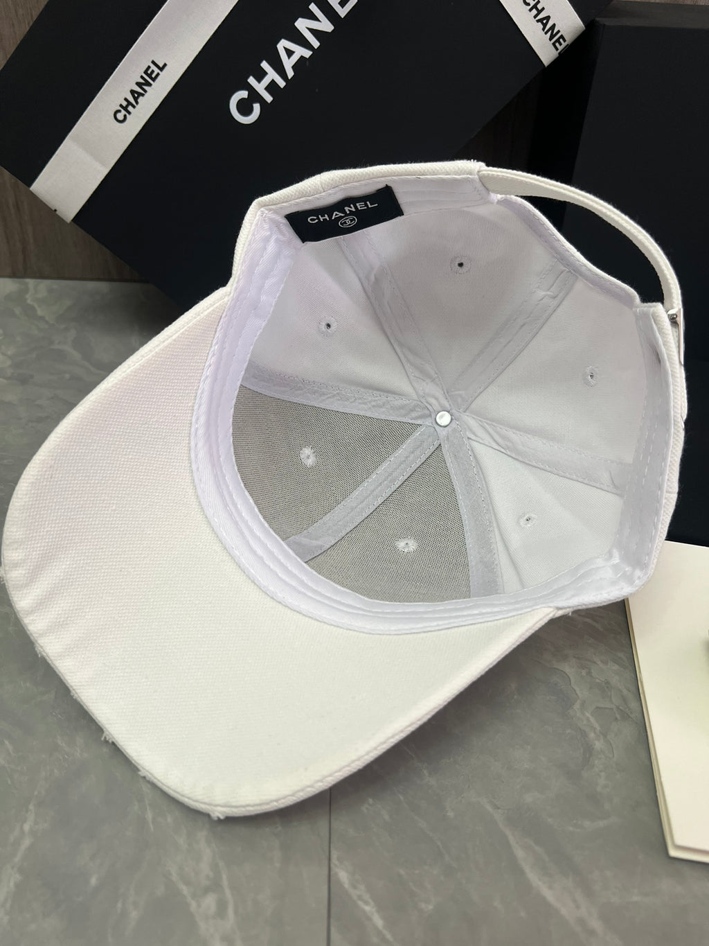 Chanel Cotton Canvas Baseball Cap – White & Black Edition