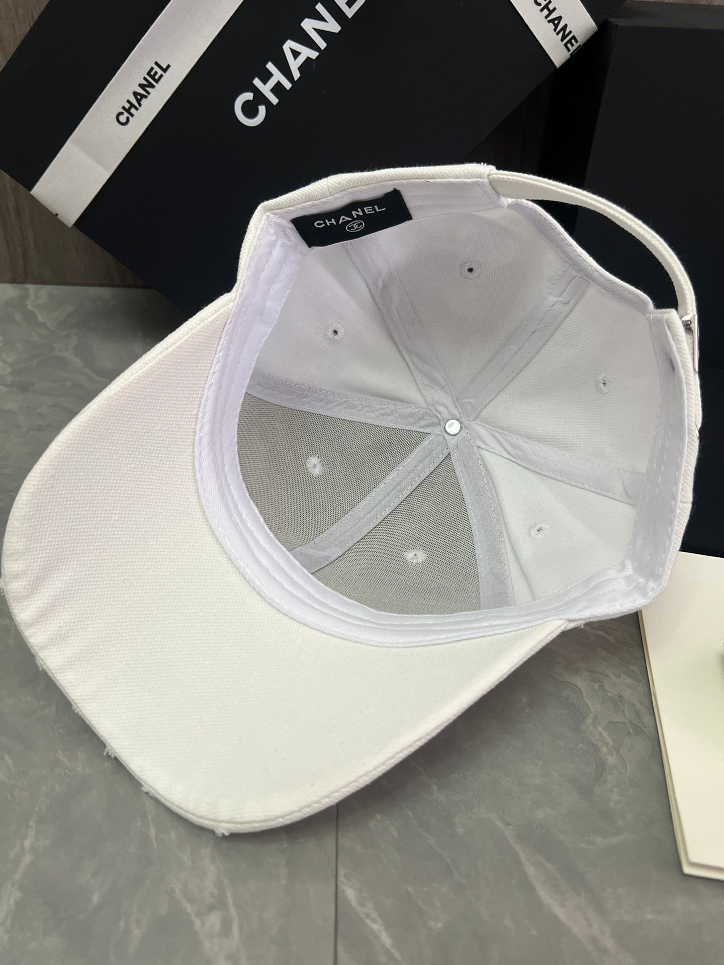 Chanel Cotton Canvas Baseball Cap – White & Black Edition