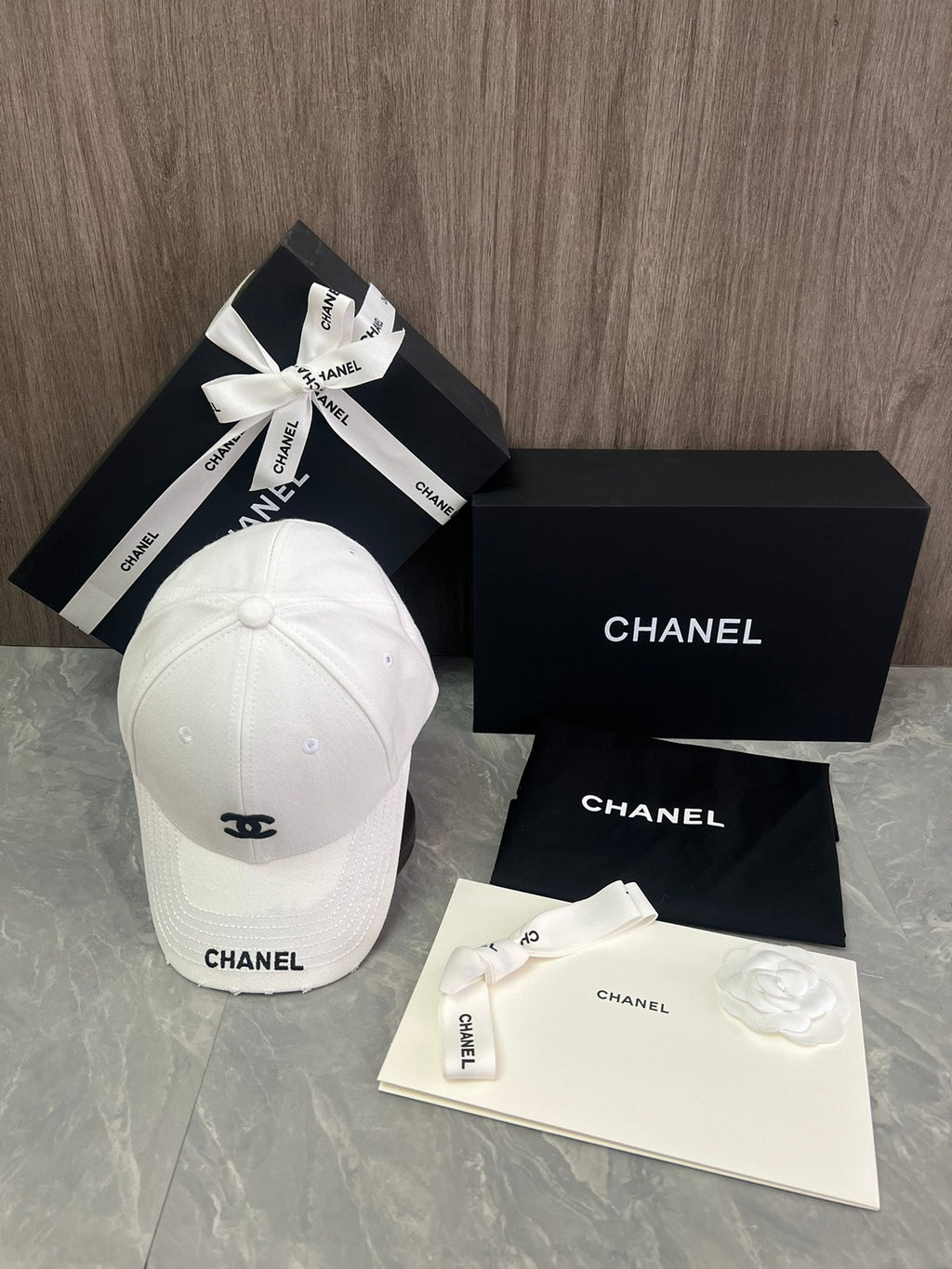 Chanel Cotton Canvas Baseball Cap – White & Black Edition