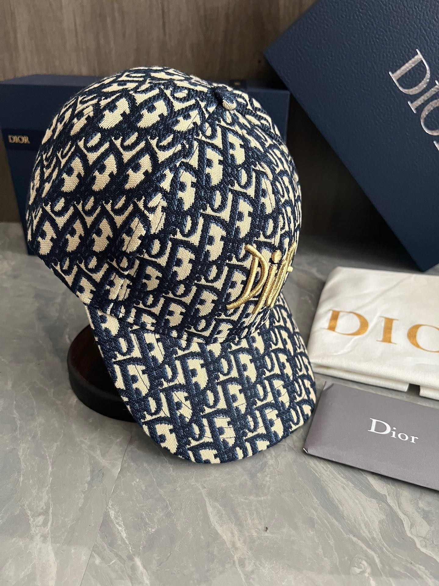 Dior Oblique Baseball Cap with Gold Script Embroidery