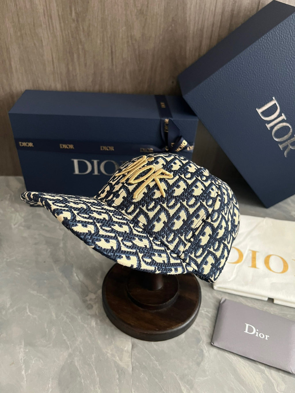 Dior Oblique Baseball Cap with Gold Script Embroidery