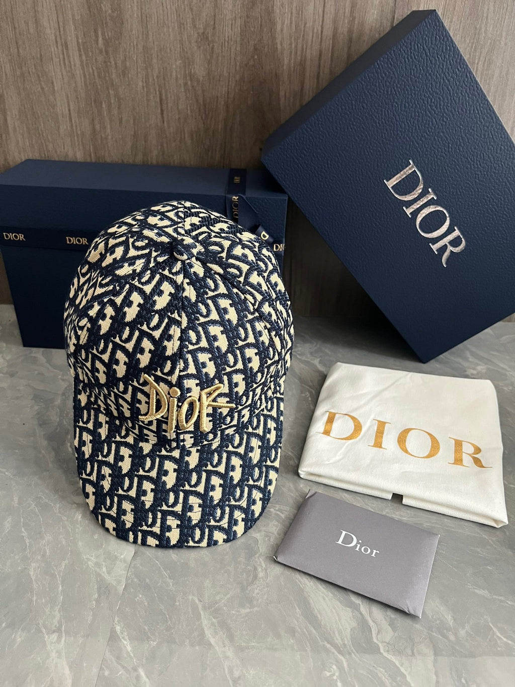 Dior Oblique Baseball Cap with Gold Script Embroidery