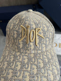 Dior Oblique Baseball Cap with Gold Script Embroidery – Beige & Grey Edition