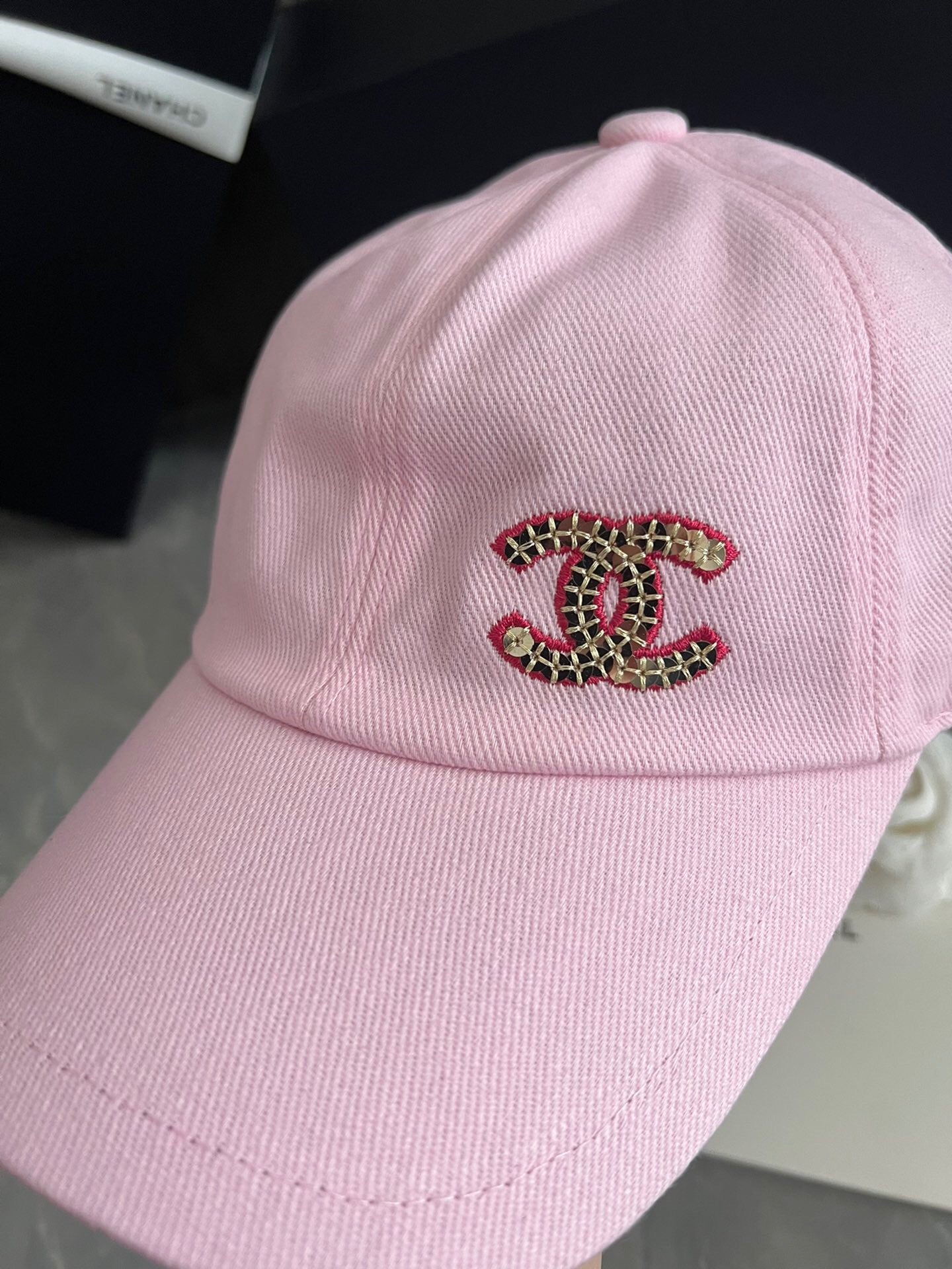 Chanel CC Strass Logo Baseball Cap – Candy Pink