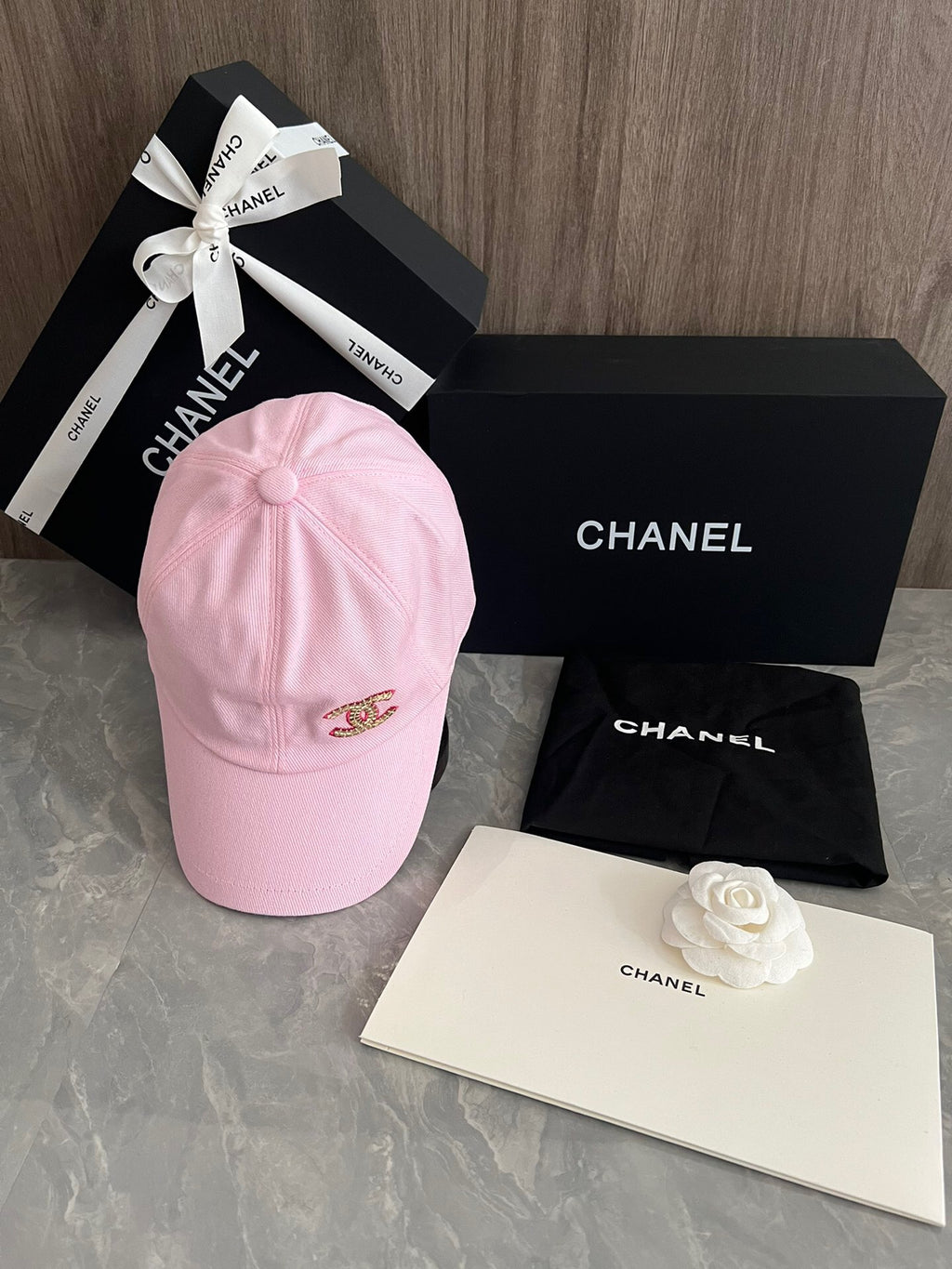 Chanel CC Strass Logo Baseball Cap – Candy Pink