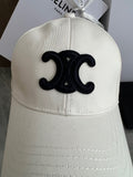 Celine Triomphe Baseball Cap in Cotton Gabardine – White & Black Edition