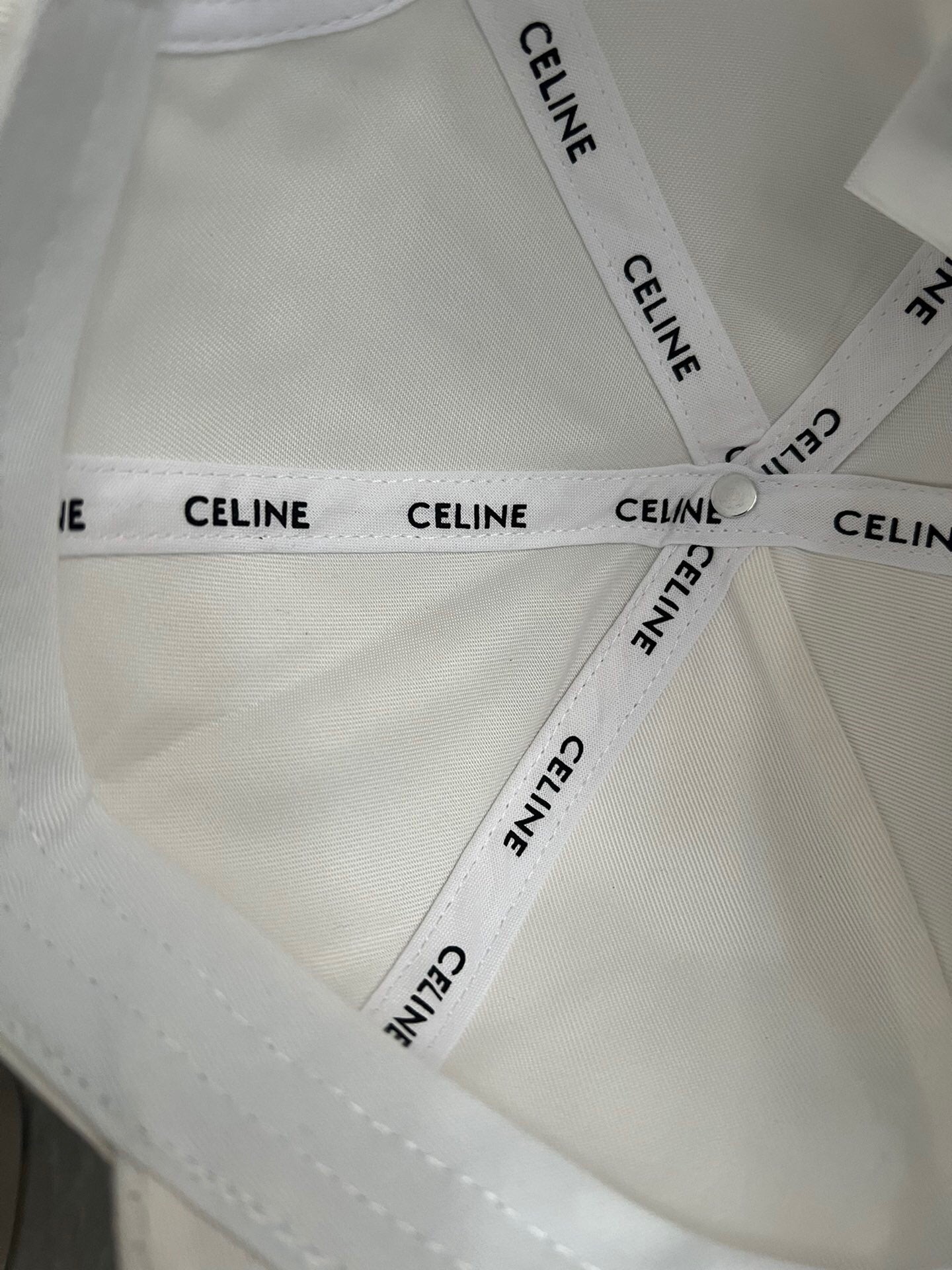 Celine Triomphe Baseball Cap in Cotton Gabardine – White & Black Edition