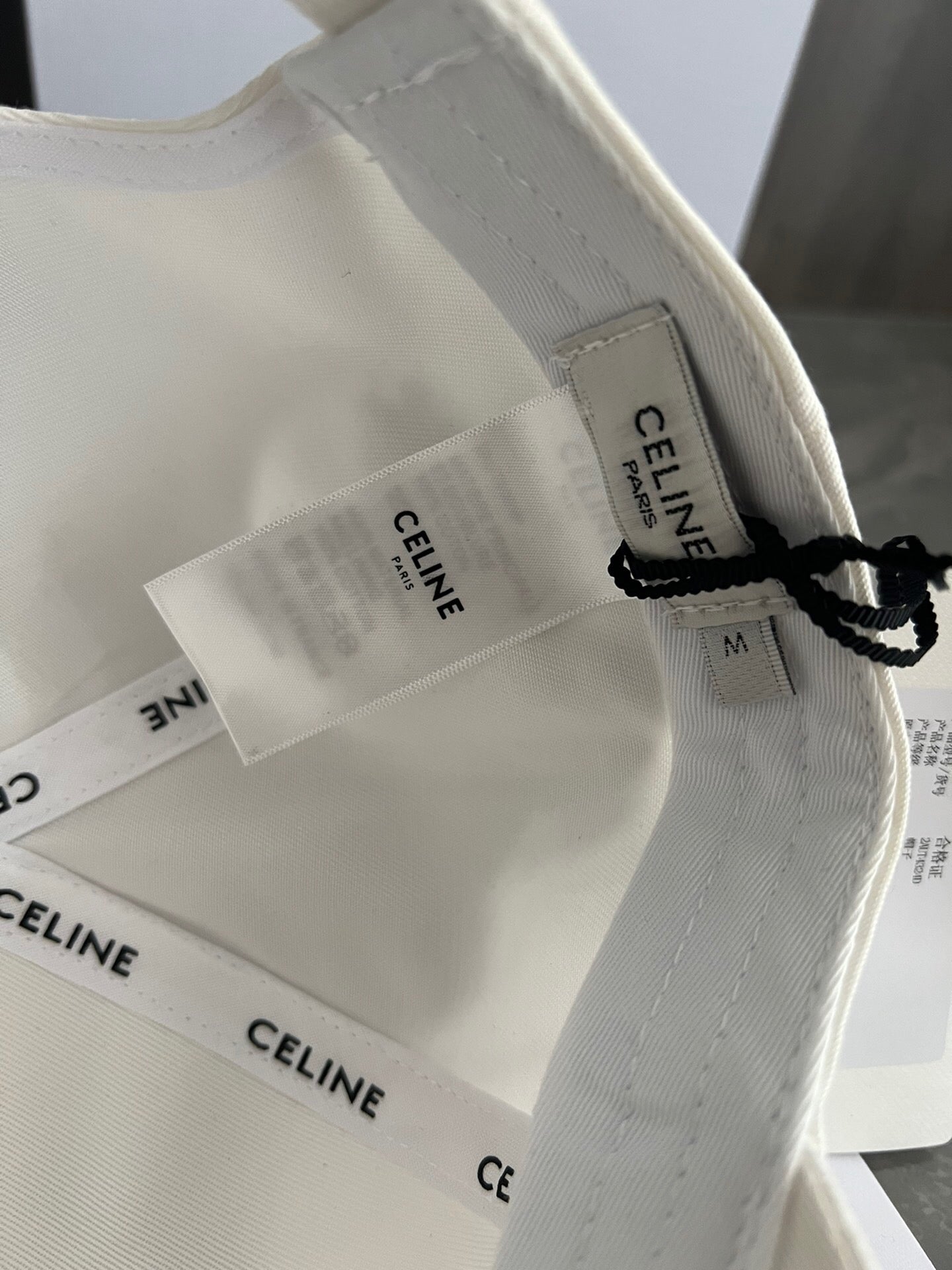 Celine Triomphe Baseball Cap in Cotton Gabardine – White & Black Edition