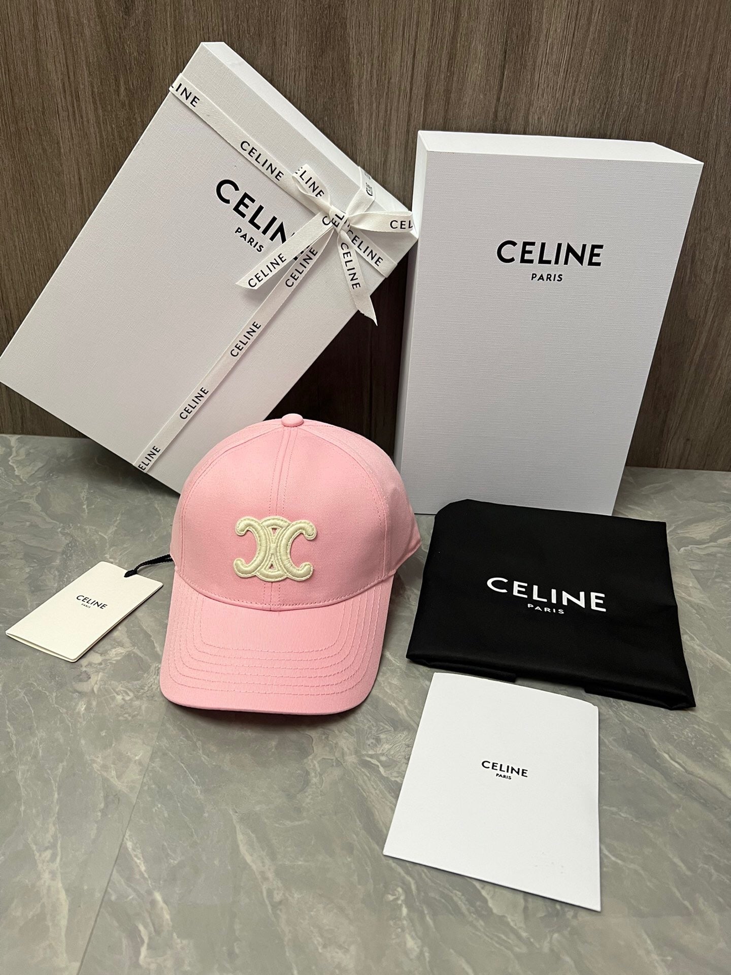 CELINE Triomphe Baseball Cap in Cotton Gabardine – Peony Pink