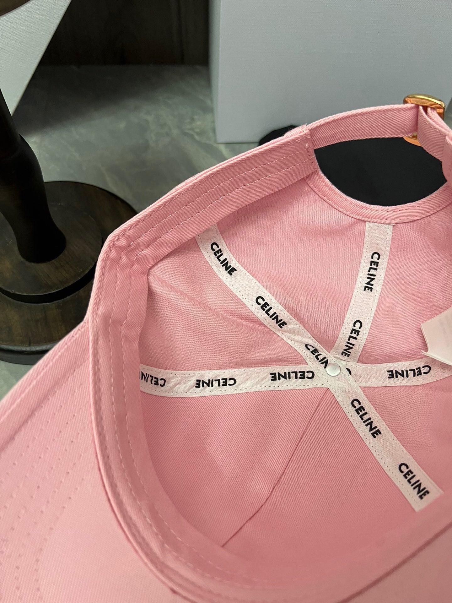 CELINE Triomphe Baseball Cap in Cotton Gabardine – Peony Pink