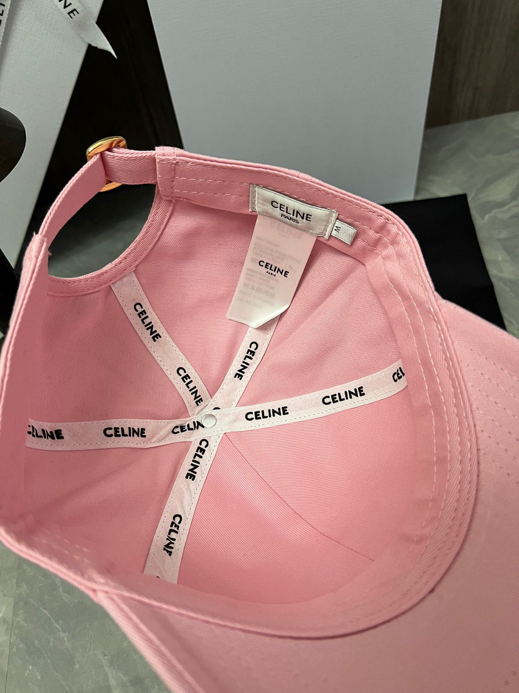CELINE Triomphe Baseball Cap in Cotton Gabardine – Peony Pink