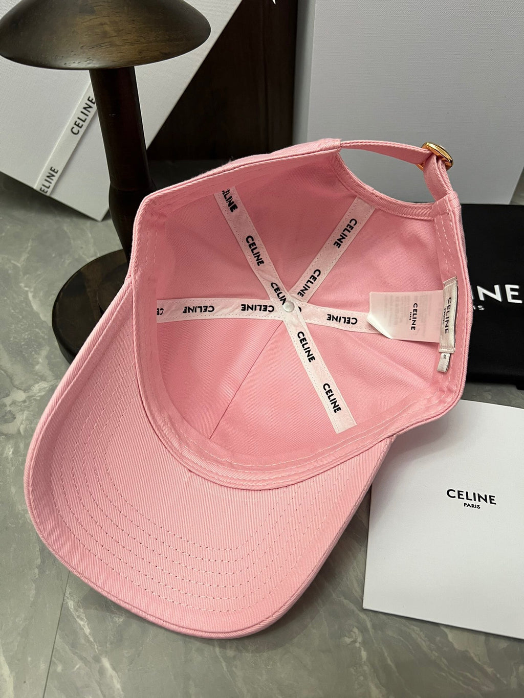 CELINE Triomphe Baseball Cap in Cotton Gabardine – Peony Pink