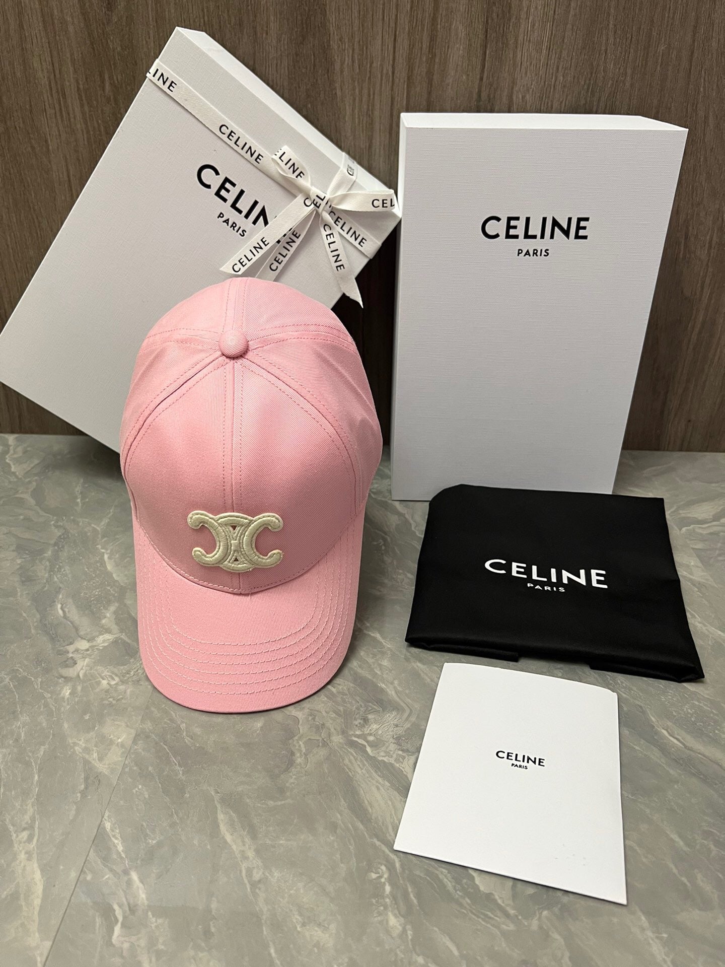 CELINE Triomphe Baseball Cap in Cotton Gabardine – Peony Pink