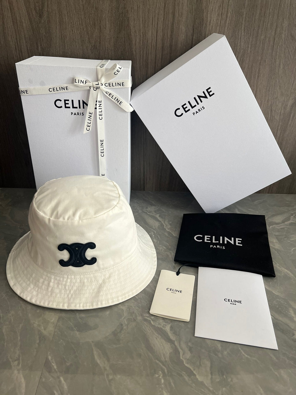 Celine Bucket Hat Triomphe in Cotton Gabardine
