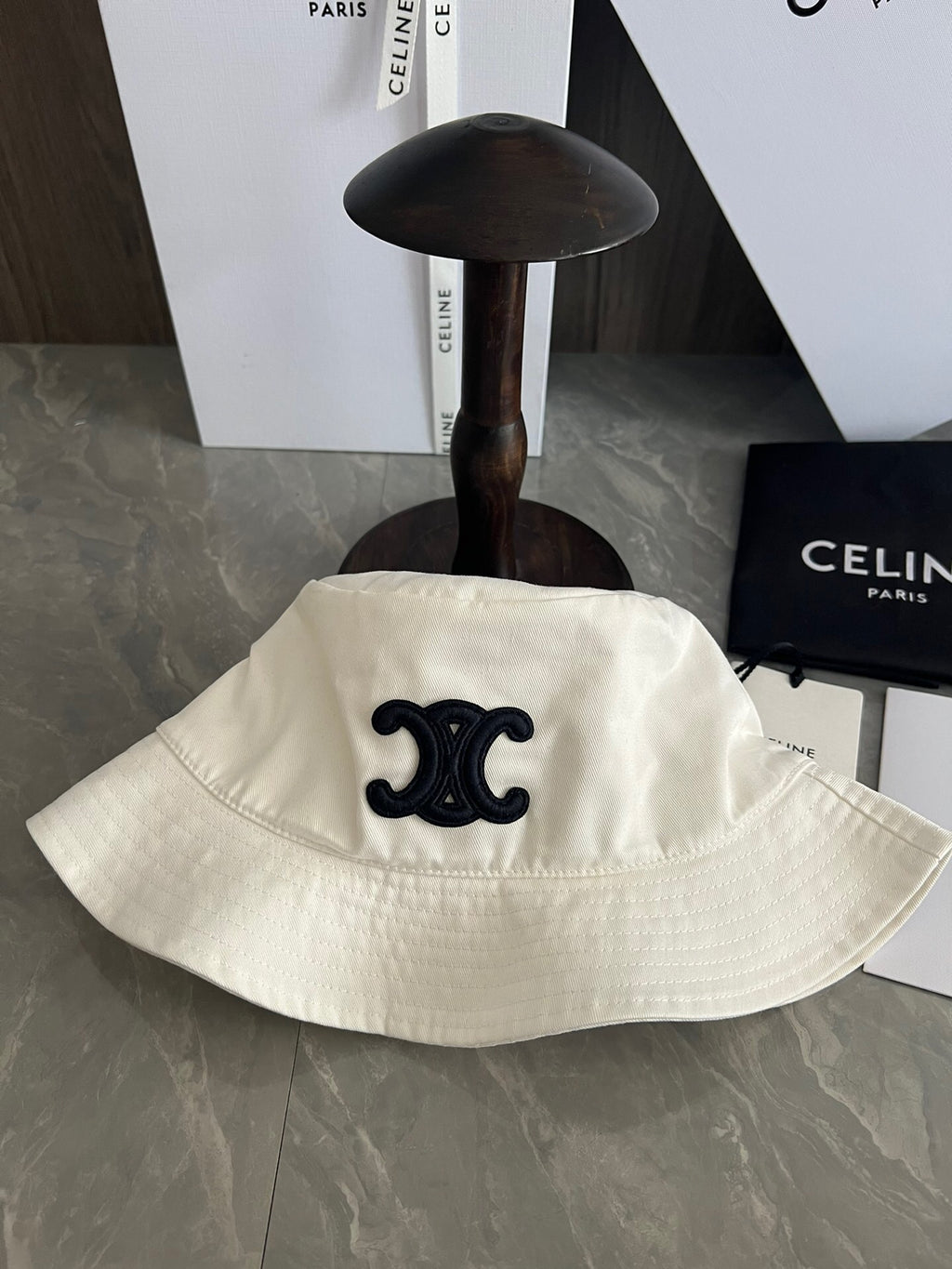 Celine Bucket Hat Triomphe in Cotton Gabardine