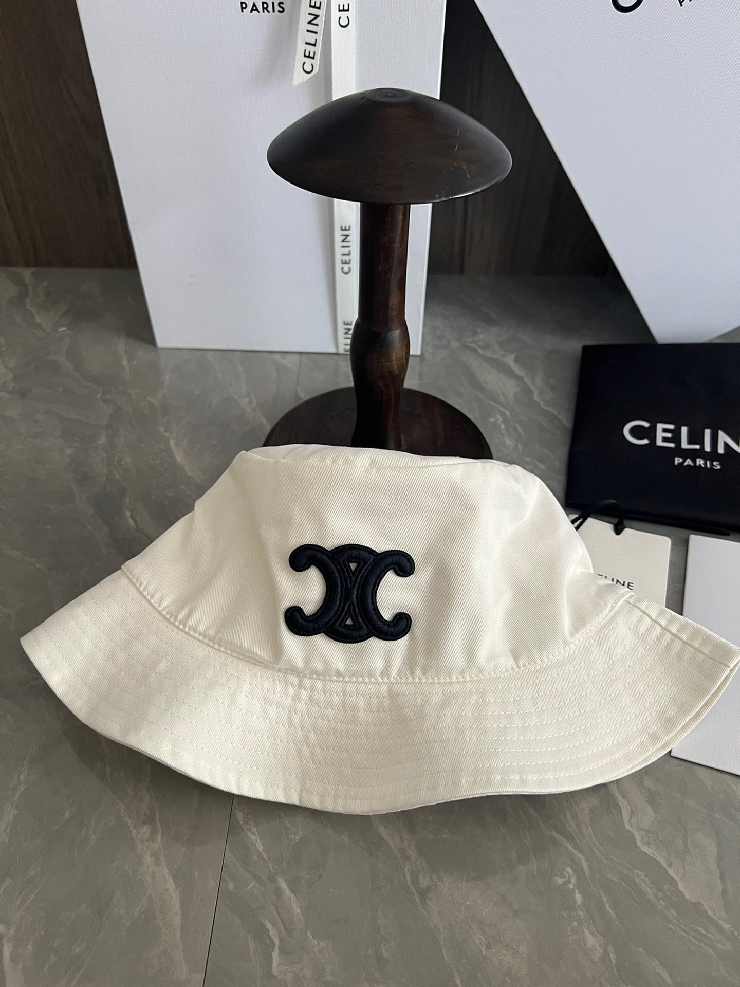 Celine Bucket Hat Triomphe in Cotton Gabardine