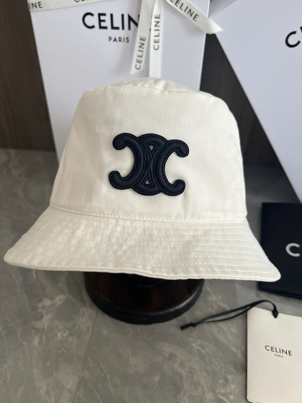 Celine Bucket Hat Triomphe in Cotton Gabardine