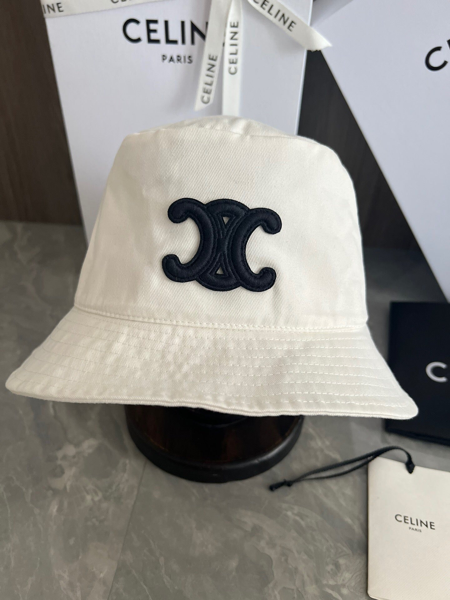 Celine Bucket Hat Triomphe in Cotton Gabardine